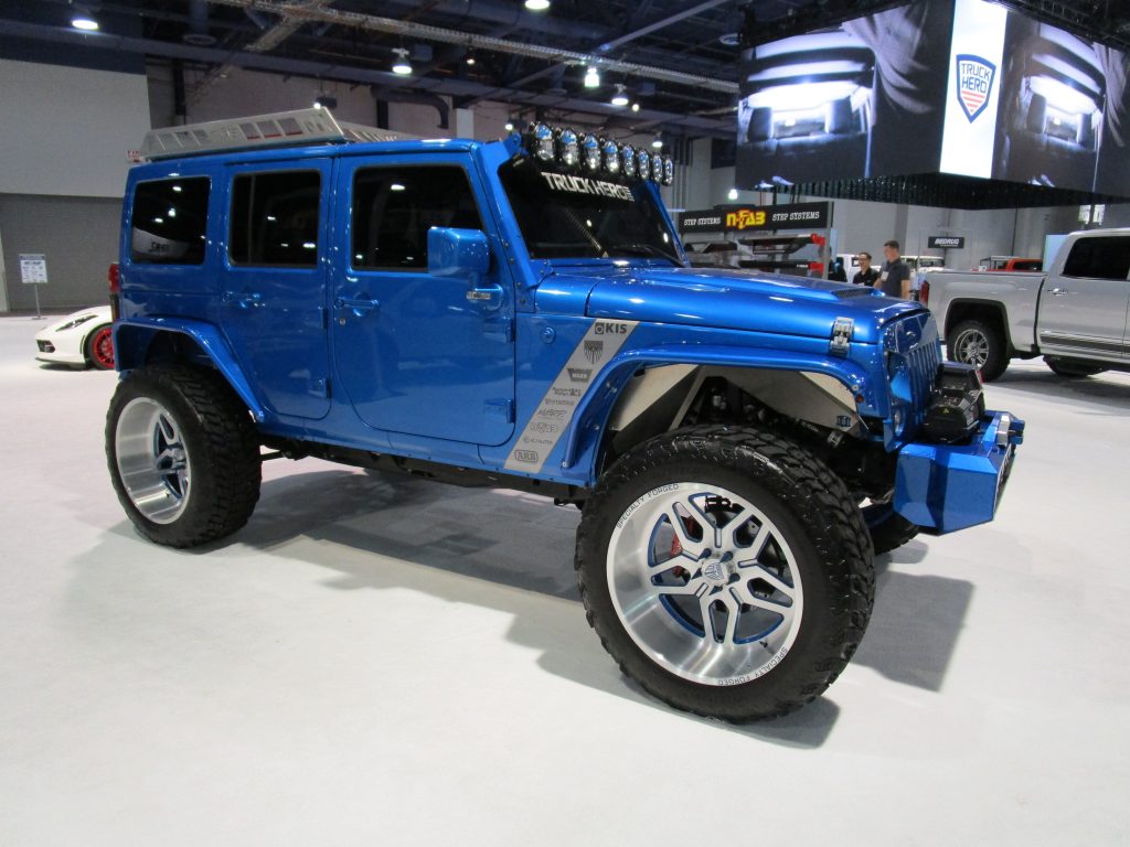 Blue Four Door Jeep Wrangler